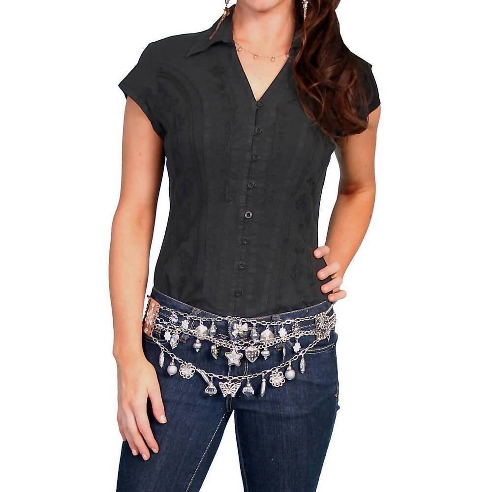NEW SCULLY cap sleeve blouse in black